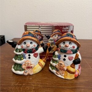 Holiday at Home Snowman Ceramic Sugar & Creamer Set – Christmas Kitchen Decor
